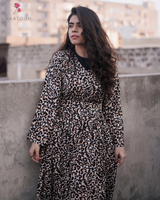 Long Sleeve Cheetah Leopard Print Maxi