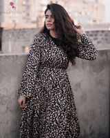 Long Sleeve Cheetah Leopard Print Maxi