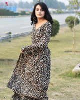 Long Sleeve Cheetah Leopard Print Maxi