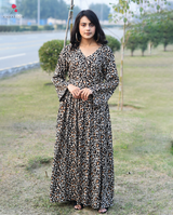 Long Sleeve Cheetah Leopard Print Maxi