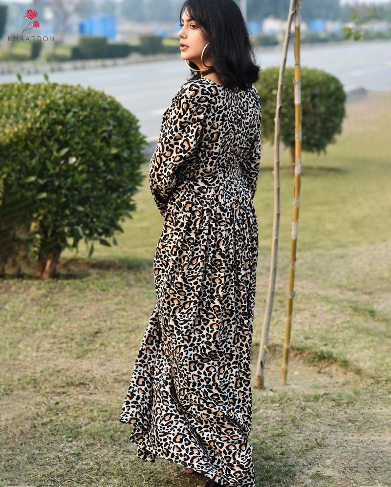 Long animal print dress hotsell